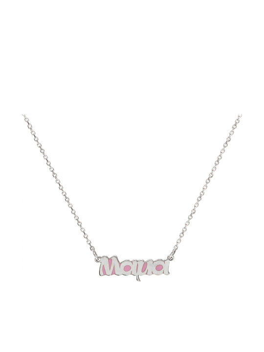 Personal Jewel Necklace Name From Silver Pink