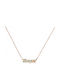 Personal Jewel Necklace Name In Pink Gold Plated Silver Light Blue
