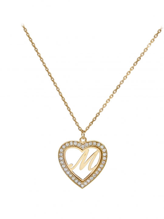 Personal Jewel Monogram Necklace "M" From Gold Plated Silver With Zircon