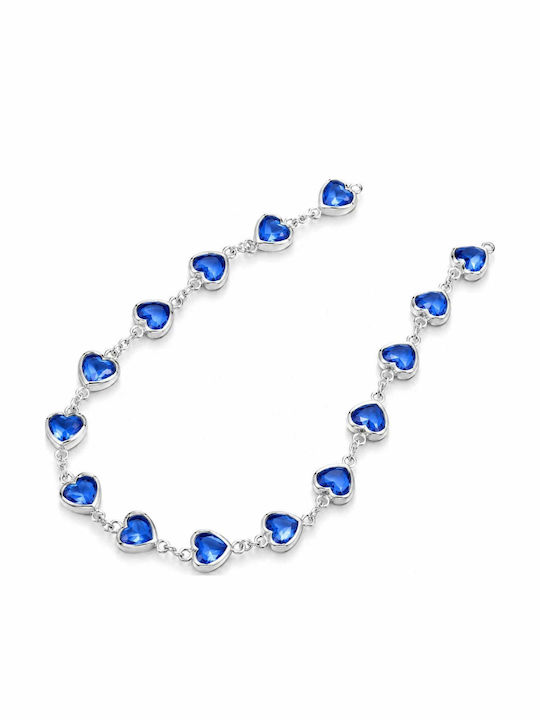 Charmy Necklace With Heart Design Made Of Blue Steel