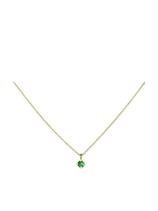 Halskette Solitärring aus Gold 9K Grünes