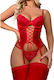 Set De Lenjerie Sexy Jartiere Roșu Pentru Femei 7122