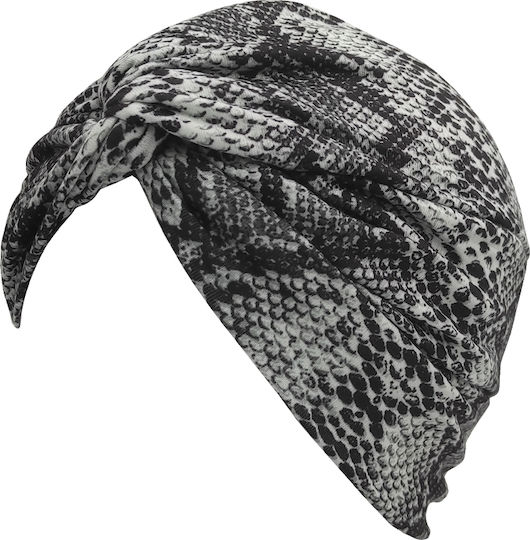 Women's Turban Cotton Lycra Black And White Light Grey Snake Hair Headband