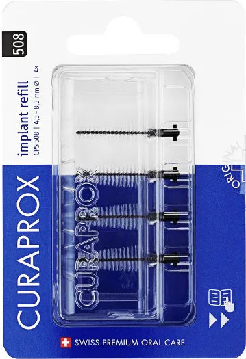 Curaprox Cps 508 Soft Implant Spare Parts for Interdental Brushes Black 4 Pieces