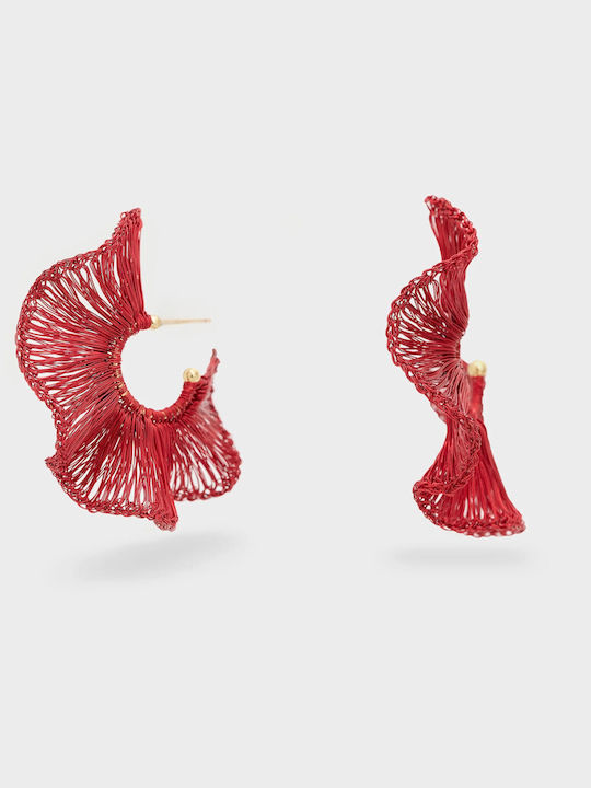 Nali Knitted Red Hoop Earrings