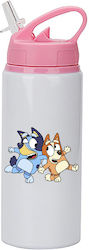 Kinder Trinkflasche Bluey 600ml Weiß Rosa Deckel Kinder Trinkflasche Bluey 600ml Weiß Rosa Deckel