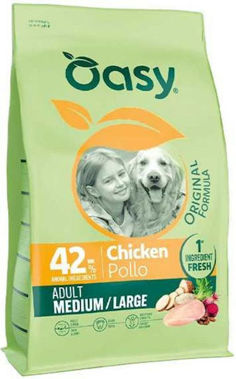 Oasy 10kg Trockenfutter für Erwachsene Hunde Mit Mittleren & Großrassen mit Huhn
