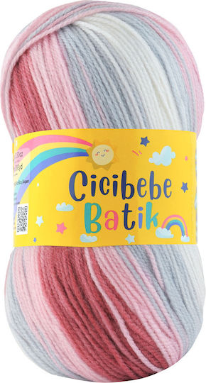 Kamgarn Cicibebe Batik Νημα Πλεξιματος Col550-53 Ροζ-γκρι-λευκο Πολυχρωμο Ακρυλικο 100gr 360mtr