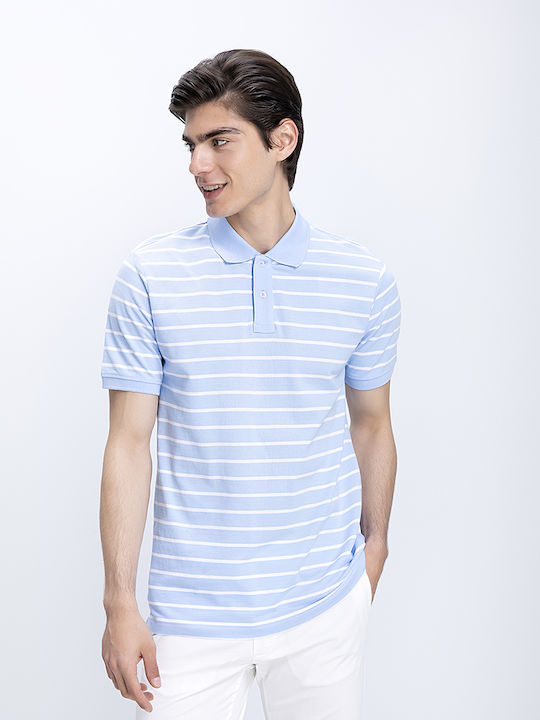 Basefield Polo Herrenbluse Hellblau Offen