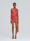 Summer Mini Evening Drape Dress Coral