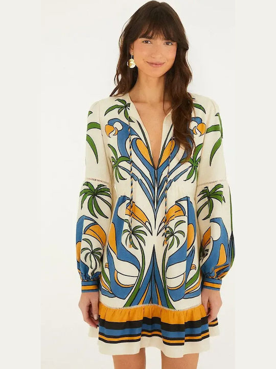 Summer Mini Dress with Ruffles Multicolour