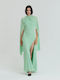 Summer Maxi Evening Dress Open Back Aloe Vera