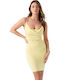 Summer Mini Dress Wrap Yellow