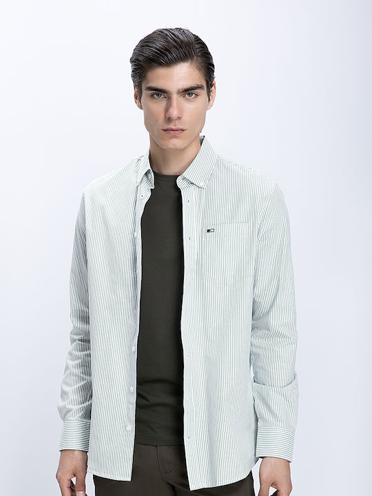 Commander Denim Hemd Grün Gestreift