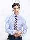 Long Sleeve Shirt in Narrow Fit Checked Blue Pattern