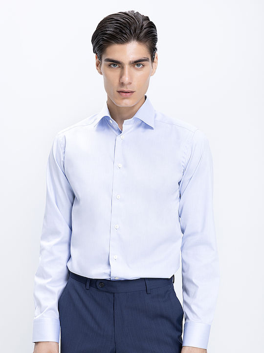 Eton Shirts Baumwollhemd Hellblau Offen