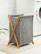 SteweHome Laundry Basket Bamboo Collapsible Grey