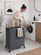 SteweHome Metallic Laundry Basket 80lt with Lid Black