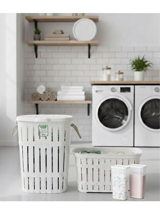 SteweHome Set Fabric Laundry Baskets 65lt with Lid White