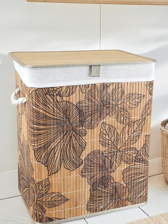 SteweHome Καλάθι Απλύτων Bamboo Πτυσσόμενο 60lt Μπεζ