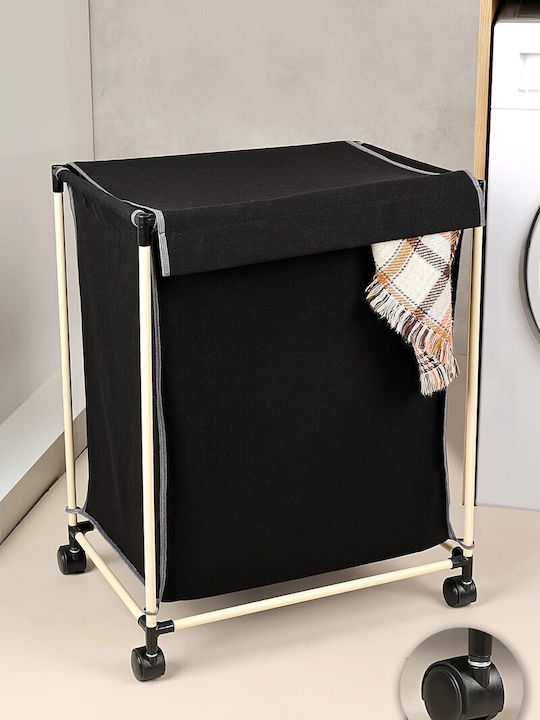 SteweHome Laundry Basket Fabric 85lt with Lid Black