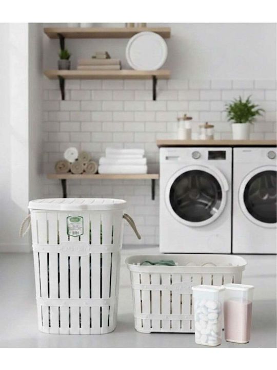 SteweHome Set Laundry Baskets Fabric 65lt with Lid White
