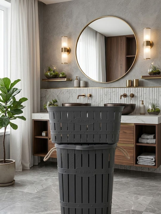 SteweHome Σετ Καλάθια Απλύτων Πλαστικά 65lt Γκρι