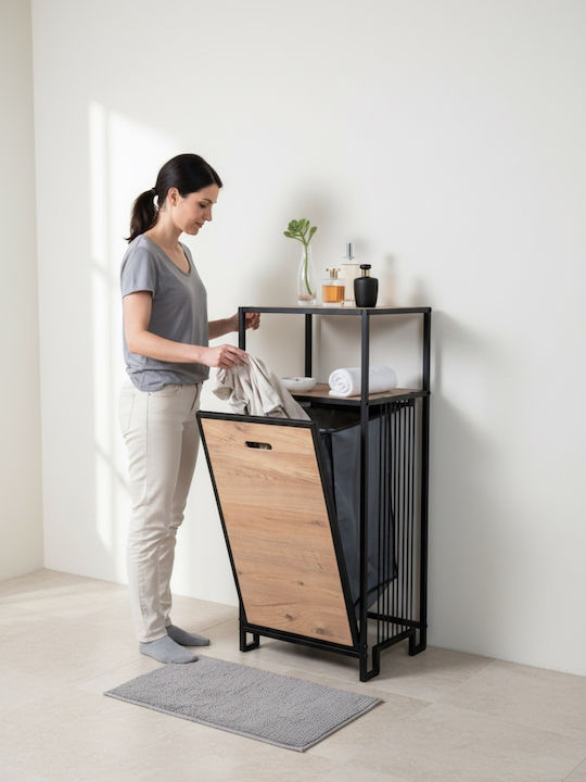 SteweHome Coș de Rufe Metalic 83l cu Capac 40x35x40cm Negru