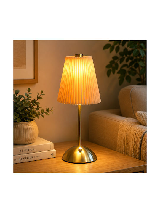 Table Lamp LED with Brown Shade and Gold Base