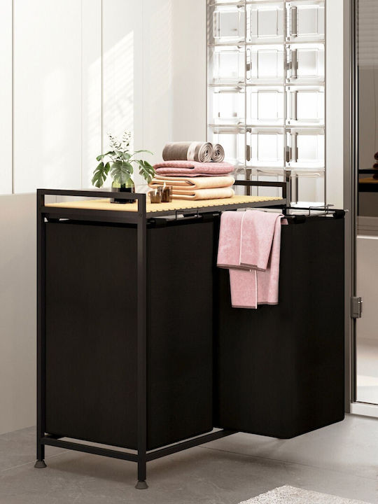 SteweHome Coș de Rufe Metalic 120l 60x66x70cm Negru