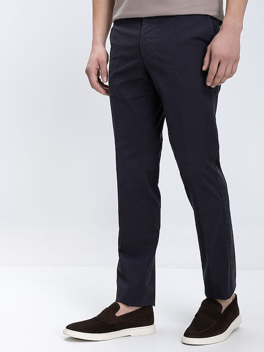 Men's Trousers Chinos Elastic in Straight Leg Style Dark Blue