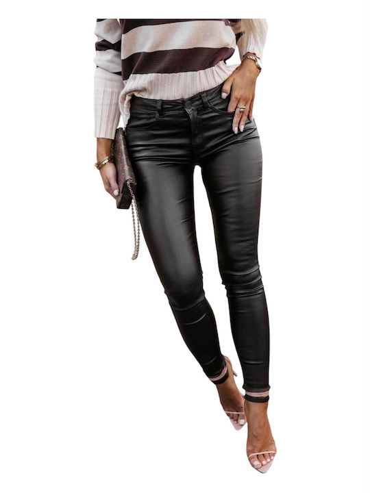 Women's Leather Trousers Black P-376