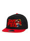 One Piece Flat Snapback Cap Black Red 100% Cotton Unisex One Size