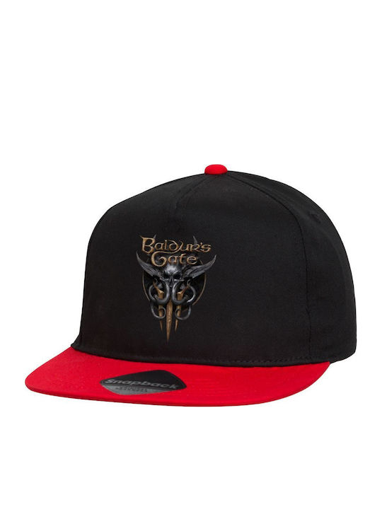 Baldur's Gate Șapcă Flat Snapback Negru Roșu 100% Bumbac Unisex One Size