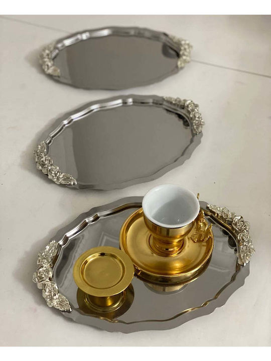 SteweHome Decorative Tray Metallic Oval 20x25cm 6 Pieces