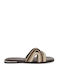 Leather Women's Flat Sandals Brown