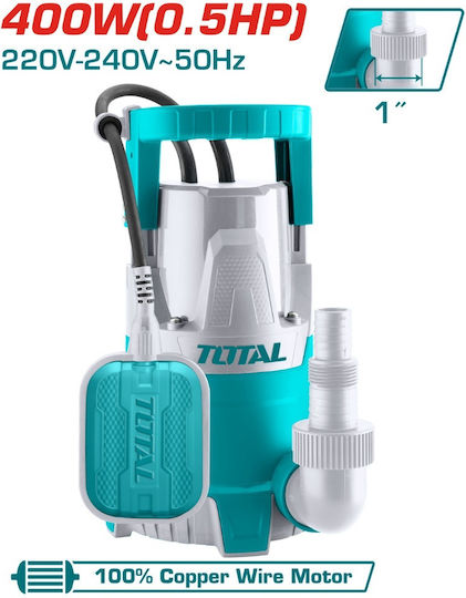 Total Монофазна Водна Помпа 0.53hp с Поплавъчен Превключвател TWP64006