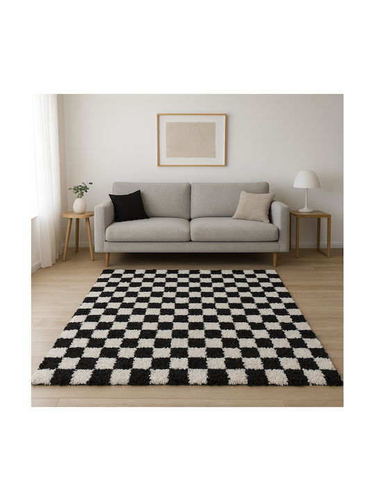 Shaggy Attic Living Room Rug Rectangular Cream-Black 120x170cm