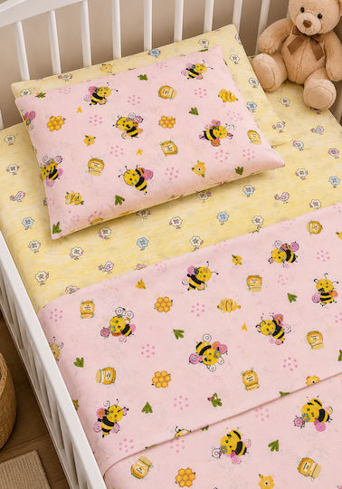 Comfort Kinderbettlaken Set Baumwoll Rosa 270x165cm 3 Stück