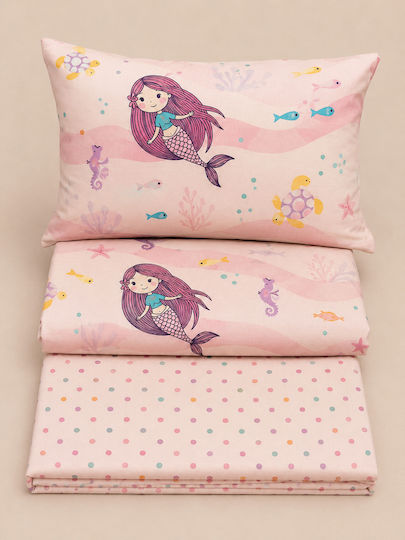 Comfort Kinderbettlaken Set Baumwoll Rosa 270x165cm 3 Stück