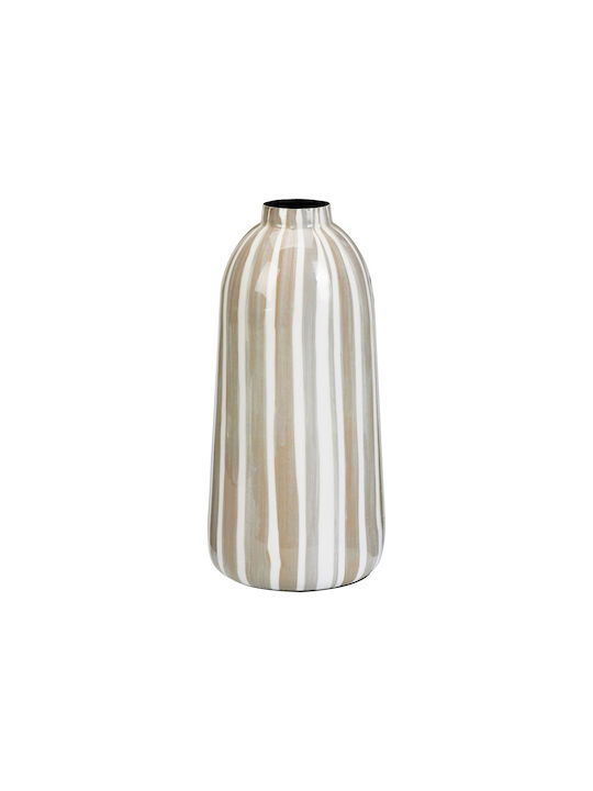 Dekorative Metallische Vase Gestreift Graue 12x12xH25cm