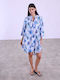 Celestino Damenbademode Kaftan Imprägniert Taschen Loose Fit Blau