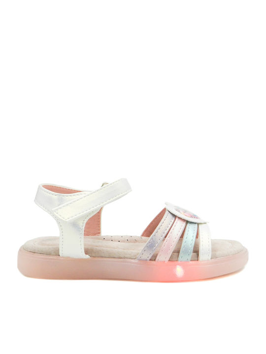Kindersandalen Anatomisch mit Bügel- und Schleifenverschluss und Lichtern Rosa