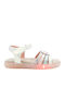 Kindersandalen Anatomisch mit Bügel- und Schleifenverschluss und Lichtern Rosa