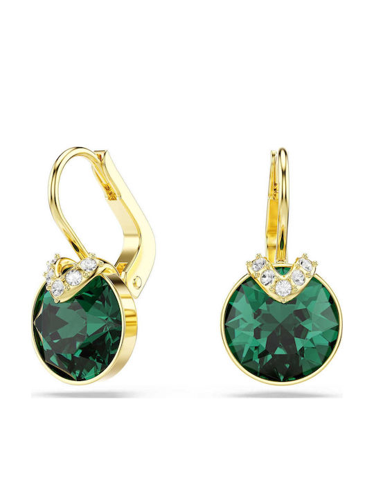 Swarovski Gold Plated Earrings with Green Stones
