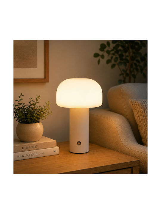 Table Lamp LED with White Shade and Base