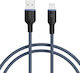 Tuniq Cablu Braided USB 2.0 USB-C Masculin - USB-A Albastru 1m