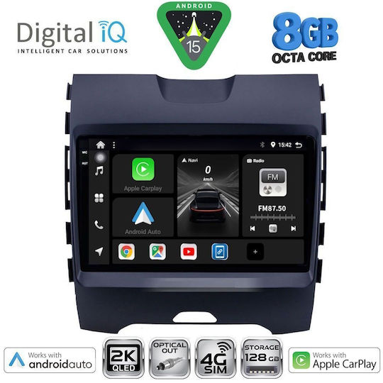 Digital IQ Ηχοσύστημα Αυτοκινήτου για Ford Edge 2015-2023 (Bluetooth/USB/WiFi/GPS/Apple-Carplay/Android-Auto) με Οθόνη Αφής 9"