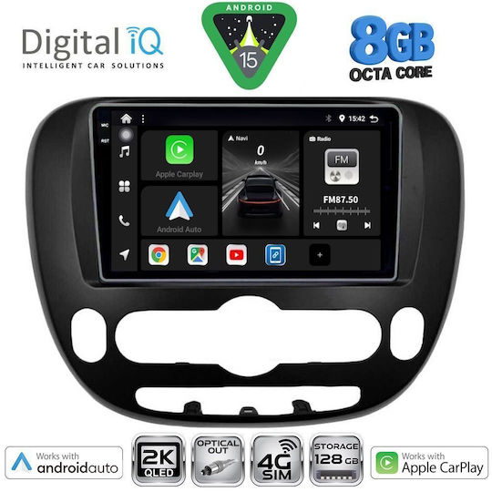 Digital IQ Car Audio System for Kia Soul 2014 (Bluetooth/USB/WiFi/GPS/Apple CarPlay/Android Auto) with 9" Touch Screen