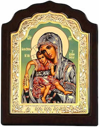 Panagia Axion Esti Silver Icon Wood Locally Gilded 16x11 Cm